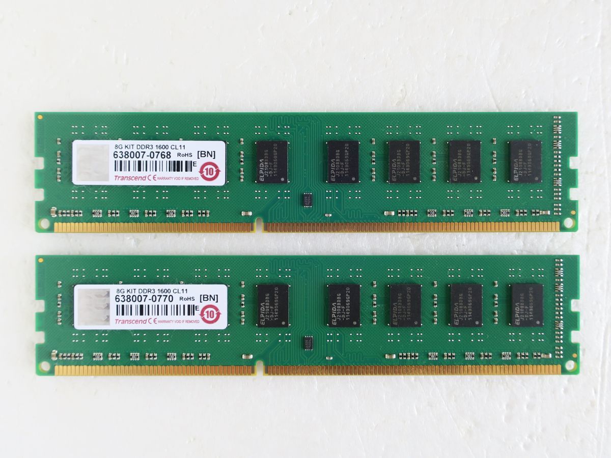 Transcend DDR3 SDRAM(PC3-10600U)DDR3-1333/4GB×2枚=8GB　☆37_画像1