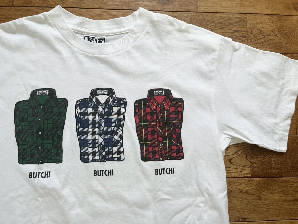 送料¥185 90'sビンテージUSA製JOE BOXER BUTCHシャツプリント白TシャツL〜XL_画像1
