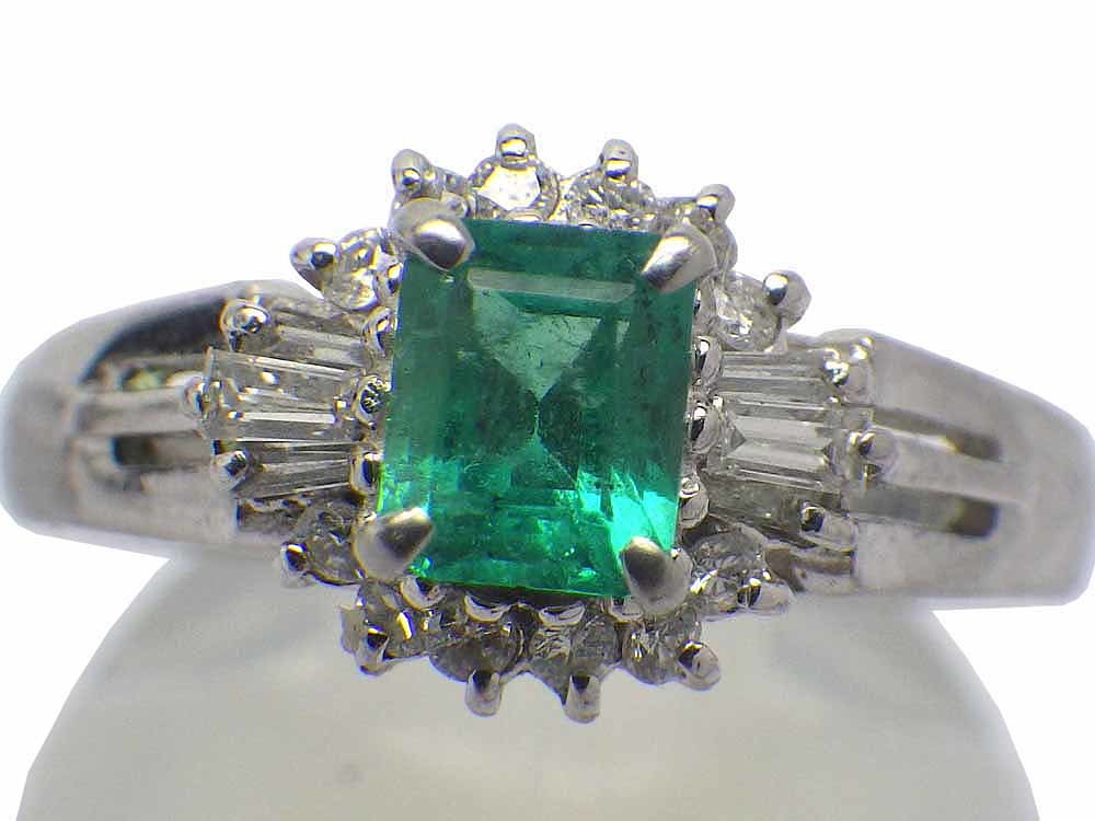 【新品本物】 エメラルド Ring Dia0.27ct Emerald0.40ct 11.5号　Jewelry 4.6g Pt900 ダイヤモンドリング エメラルド