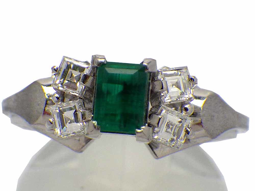 エメラルド ダイヤモンドリング Pt850 5.1g 12号　Jewelry Emerald0.30ct Dia0.43ct Ring