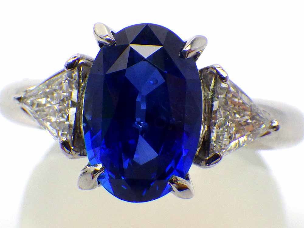 ロイヤルブルーサファイア ダイヤモンドリング Pt900 7.2g 12号 鑑別書付き　Jewelry Royal-Blue Sapphire3.69ct Dia0.47ct Ring
