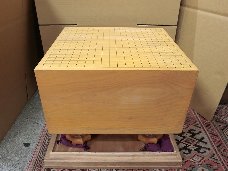 A6456 藤沢秀行の肉筆揮毫入「無悟」 榧杢 碁盤 27kg 木箱 囲碁道具