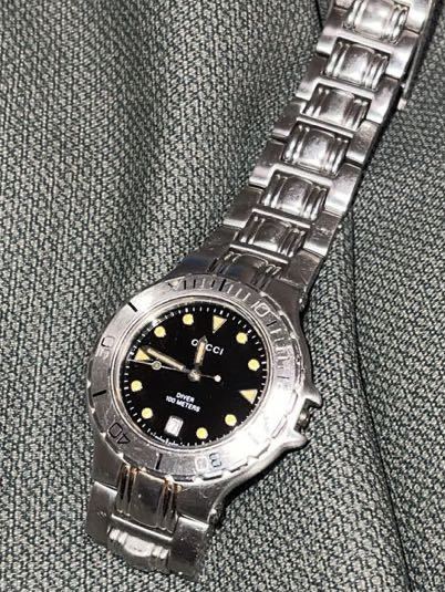 ジャンク 動作未確認 現状品 GUCCI 9750M ダイバーズウォッチ グッチQZ