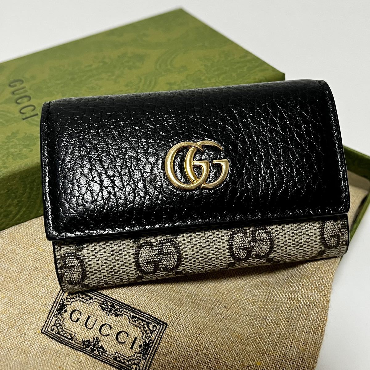 極美品】GUCCI グッチ 6連キーケース パスケース 定期入れ GG