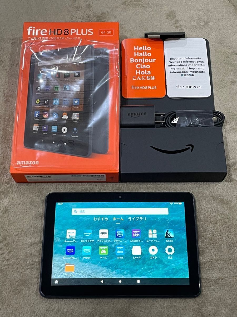 極美品 Amazon アマゾン Fire HD 8 Plus 64GB 第10世代 スレート タブレット 8インチ 付属品有り