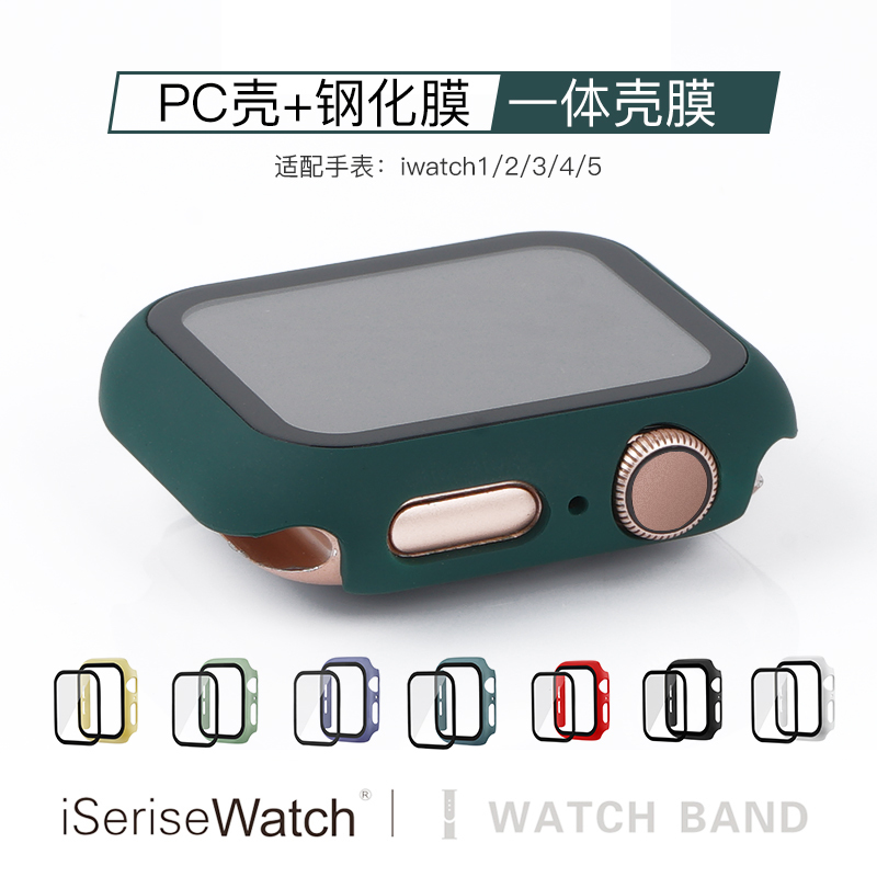 黒Series4/Series5/Series6/SeriesSE 40mm 保護カバー+磨砂フィルム Apple Watch用 ケース アップルウォッチ 一体型 PC素材 スクラブガラス