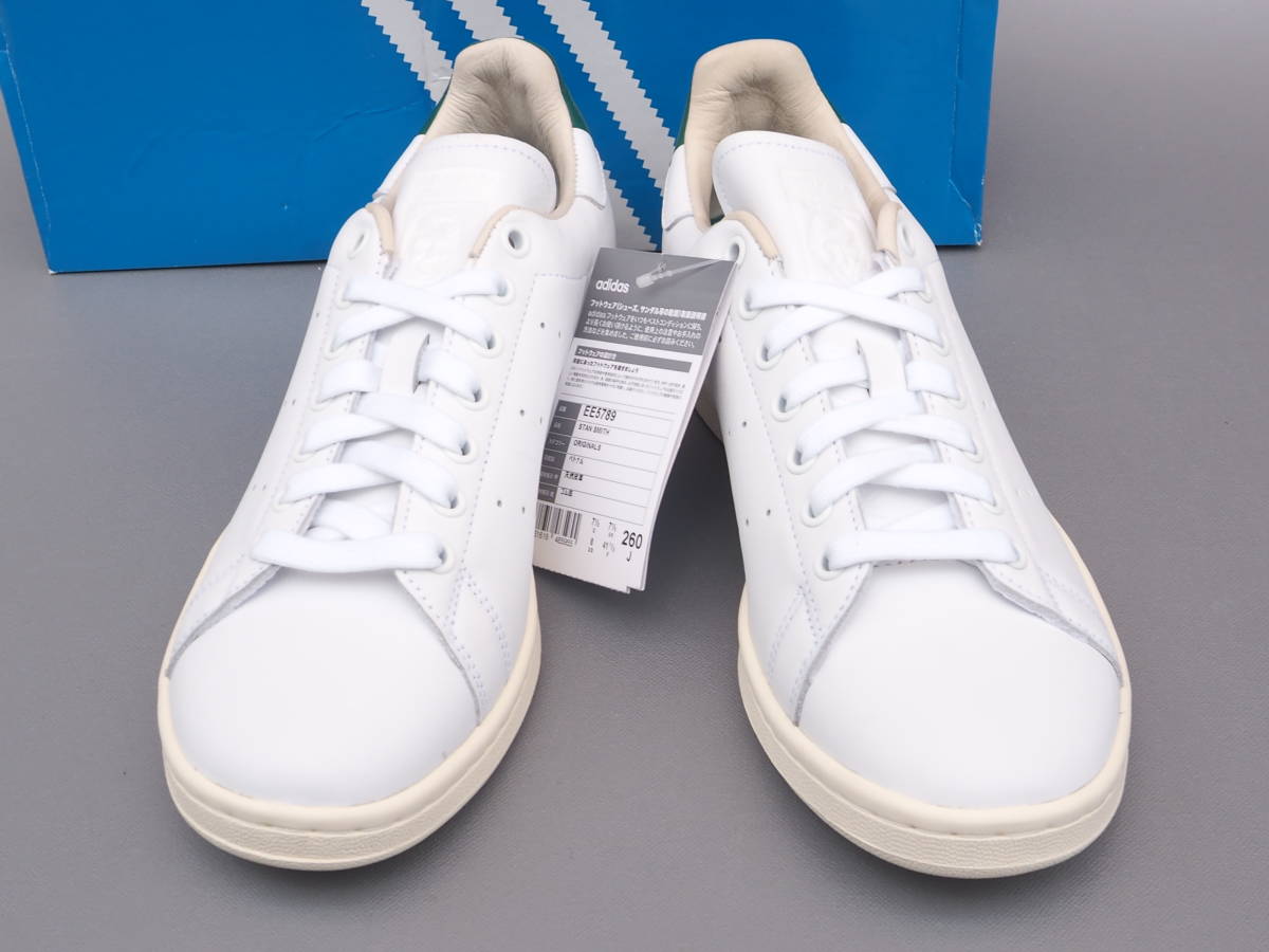 デッド!! US 8 / 26cm 新品!! 限定 19年製 adidas STAN SMITH スタンスミス 白x緑 天然皮革 レザー アディダス_画像3