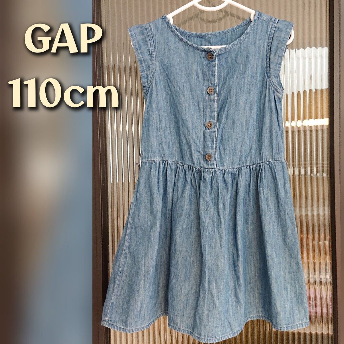 【GAP 110cm  デニム ワンピース】ベルト付き スカート 綿100 スカート ノースリーブ  半袖 100 95 90