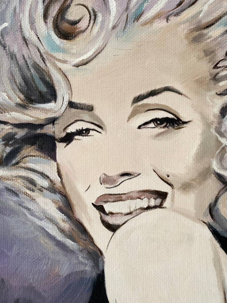 アンディ・ウォーホル 「マリリン・モンロー（Marilyn Monro)」 肉筆 油彩 絵面＆裏面サイン 額装 Andy Warhol 画題 模写 油絵 アート_画像5