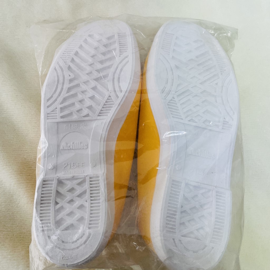  unused Showa Retro Achilles /achilles indoor shoes retro yellow color / yellow 21.5cm new goods dead stock unopened ultra rare X414