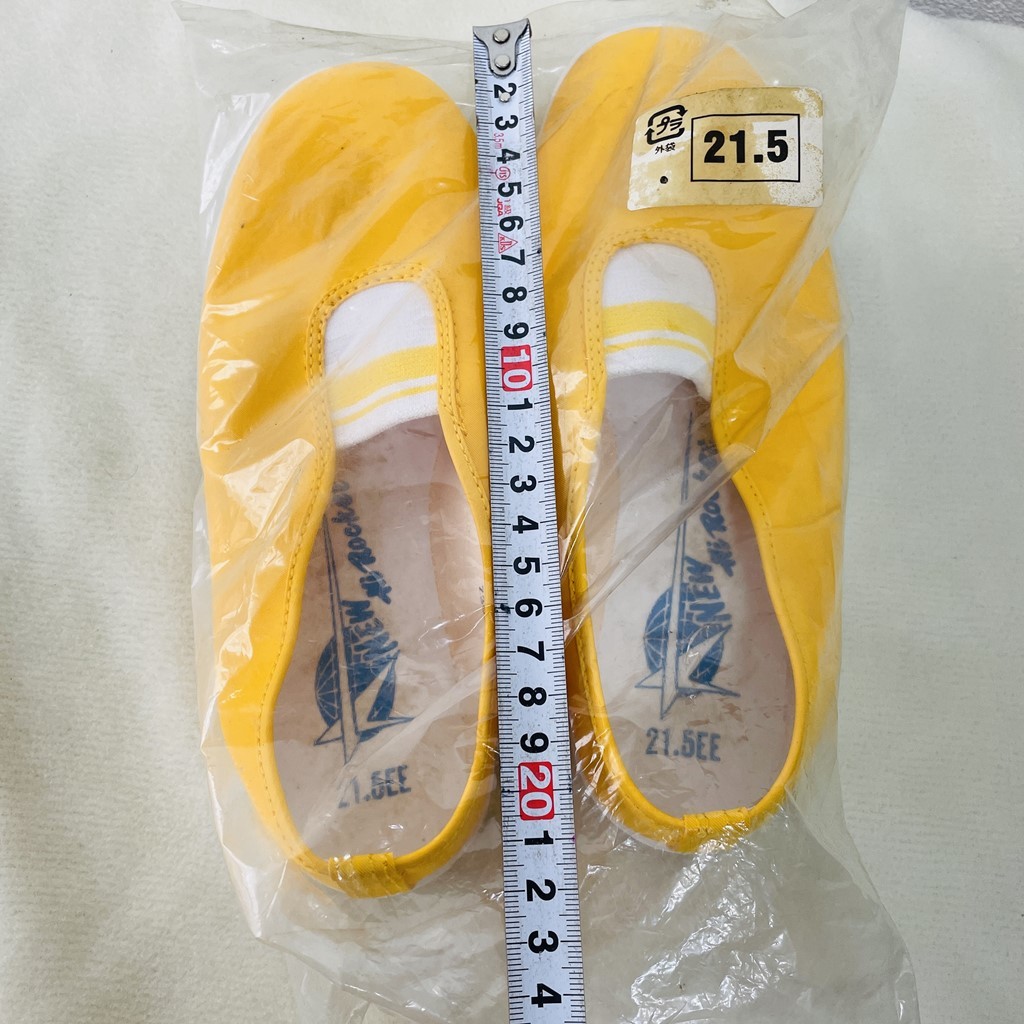  unused Showa Retro Achilles /achilles indoor shoes retro yellow color / yellow 21.5cm new goods dead stock unopened ultra rare X414