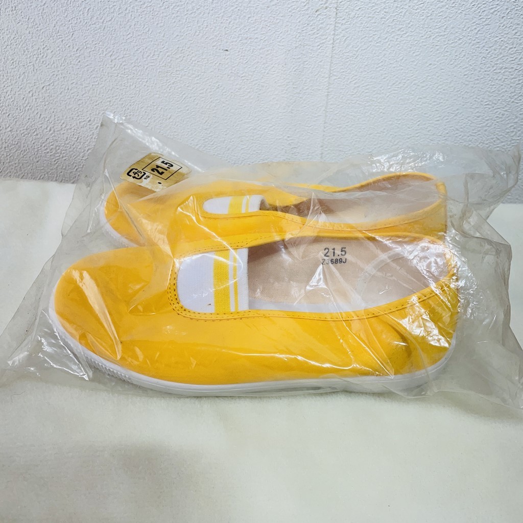  unused Showa Retro Achilles /achilles indoor shoes retro yellow color / yellow 21.5cm new goods dead stock unopened ultra rare X414