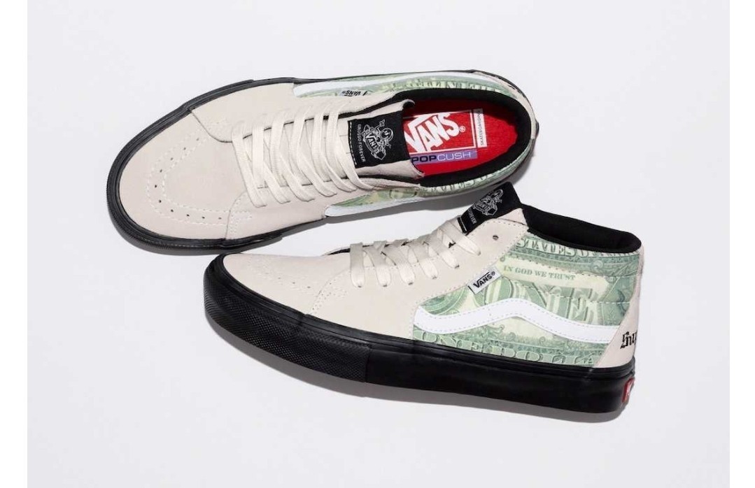 Supreme Vans コラボ スニーカー 限定 27cm US9 公式 シュプリーム バンズ Doller Skate Grosso Mid White 白 正規品 新品 未使用_画像1