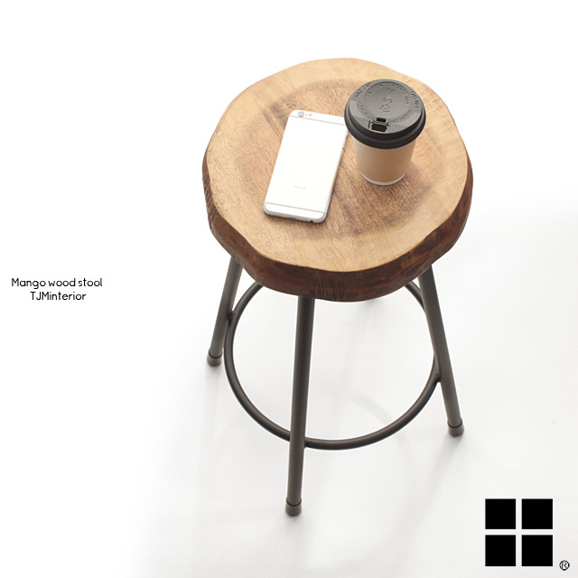 【送料無料】CK-03-A 木製 天然木 スツール イス 椅子 サイドテーブル 丸型 切り株 マンゴーウッド材