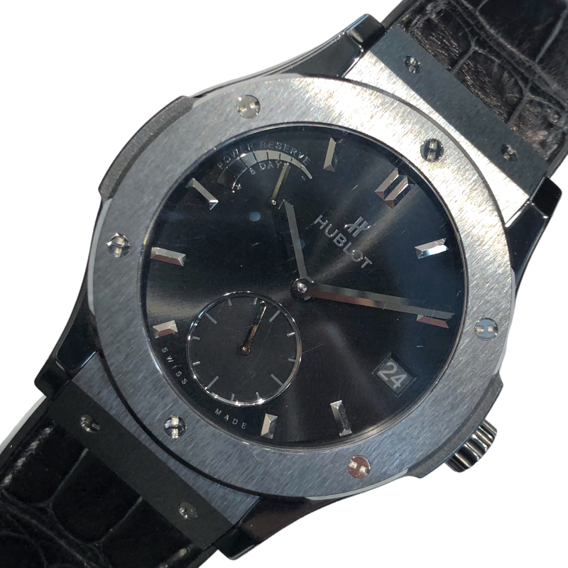 ウブロ HUBLOT クラシック・フュージョン パワーリザーブ8デイズ オールブラック 516.CM.1440.LR ブラック 腕時計 メンズ 中古