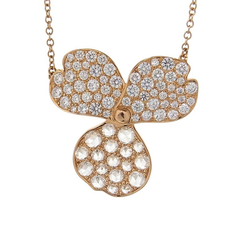  Tiffany TIFFANY&CO paper flower diamond necklace K18PG jewelry used 