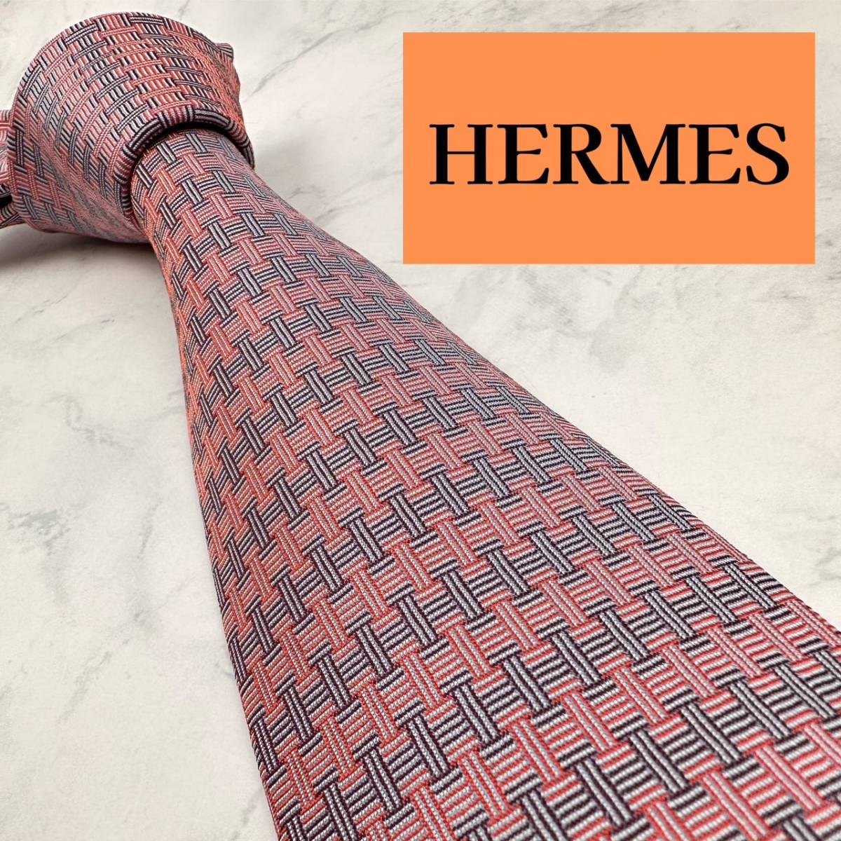 独特な店 高級シルク100% ネクタイ エルメス HERMES ☆極美品☆送料