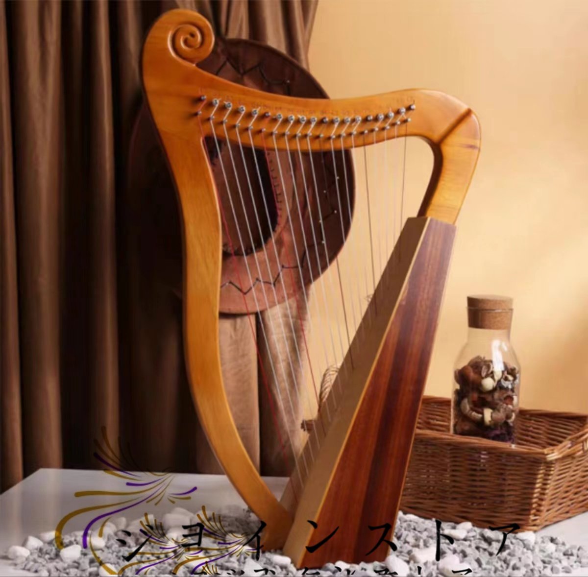 高級製品! 高級ハープ ハープ 楽器 ライアー楽器 竪琴 19トーン リャキン 木製ハープ 工_画像1