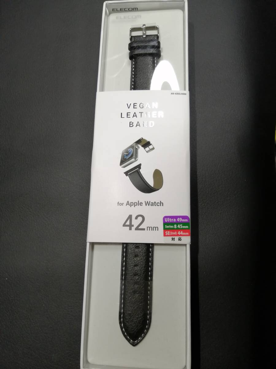 エレコム Apple Watch series 5 42mm用 ソフトレザーバンド ブラック AW-42BDLRBBK 4953103358737_画像1