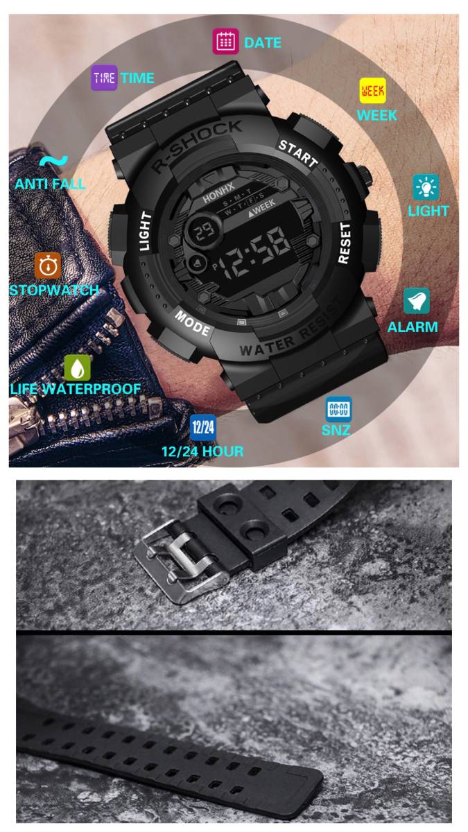  цифровой наручные часы спорт наручные часы наручные часы часы цифровой тип LED цифровой велосипед спорт уличный кемпинг бег черный 