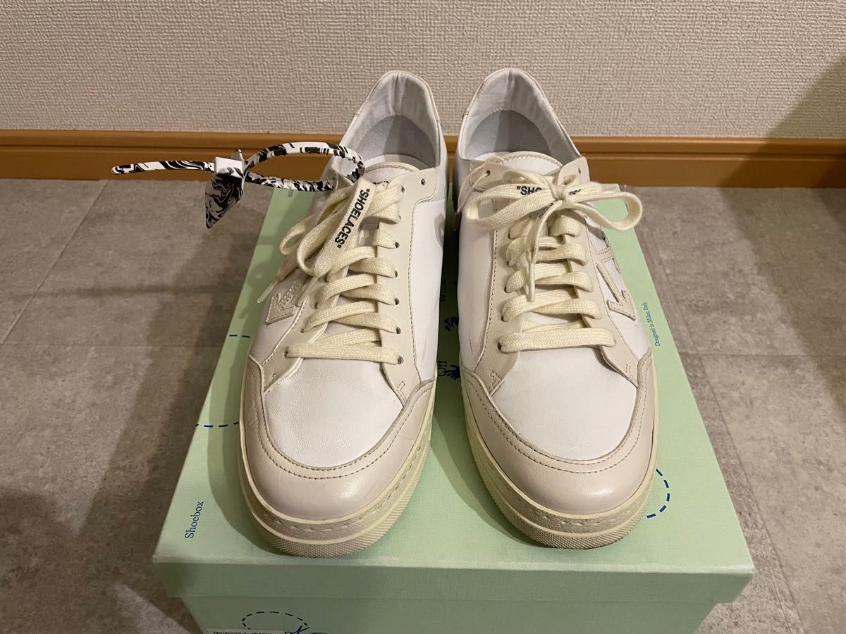 新品同様 46 off-white 2.0 レザー スニーカー オフホワイト 31cm 相当 希少サイズ LEATHER