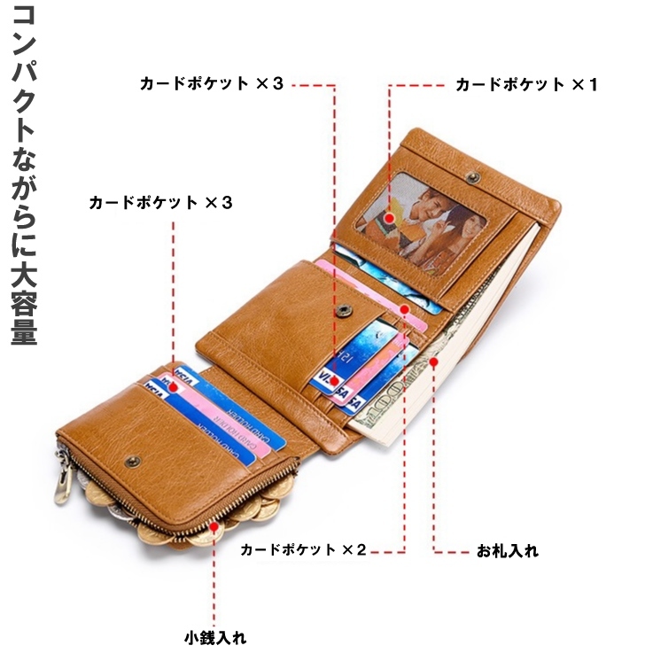 三つ折り財布 財布 メンズ三つ折 さいふ メンズ財布 本革 牛革 レザー スキミング防止 コンパクト 軽量 サイフ お札 コイン 小銭入れ 108 JChere雅虎拍卖代购 三つ折り財布 財布 メンズ財布 本革 牛革 レザー スキミング防止小銭入れ108