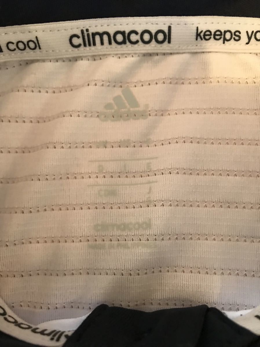 adidas アディダス 半袖ポロシャツ climacool メンズS ホワイト/ネイビー_画像8