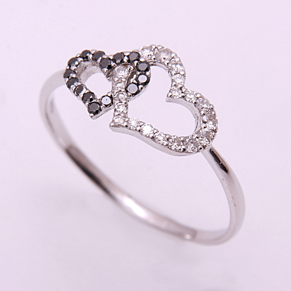 { ломбард лот }k18WG* натуральный бриллиант 0.12ct+0.08ct Heart . накладывается кольцо *C-5278