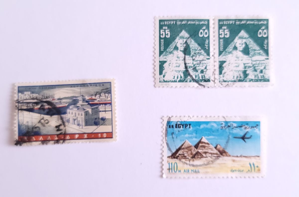 外国の使用済み切手 ギリシャ・エジプトの切手 合計４枚 オフペーパー＊