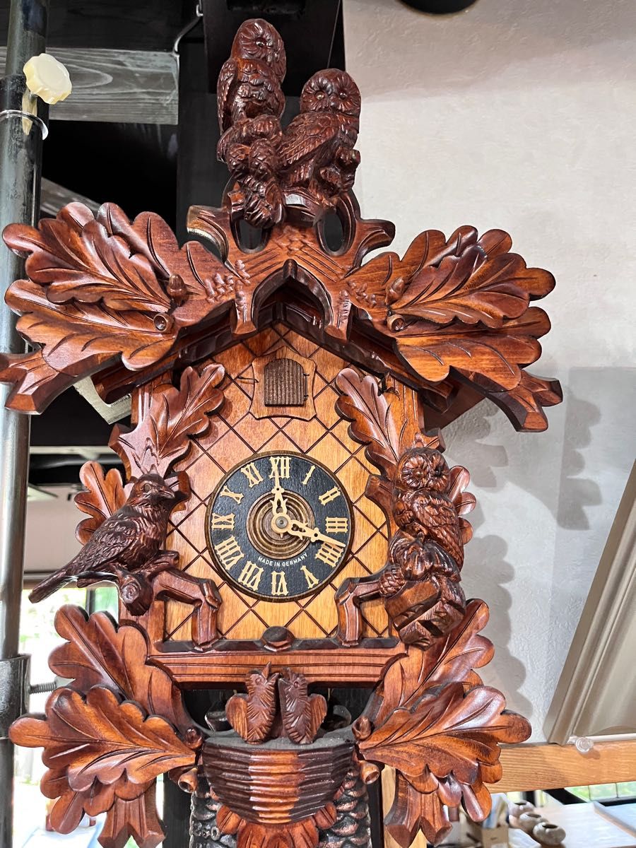 木彫り フクロウ 鳩時計 ハト時計 レトロ 掛時計｜PayPayフリマ