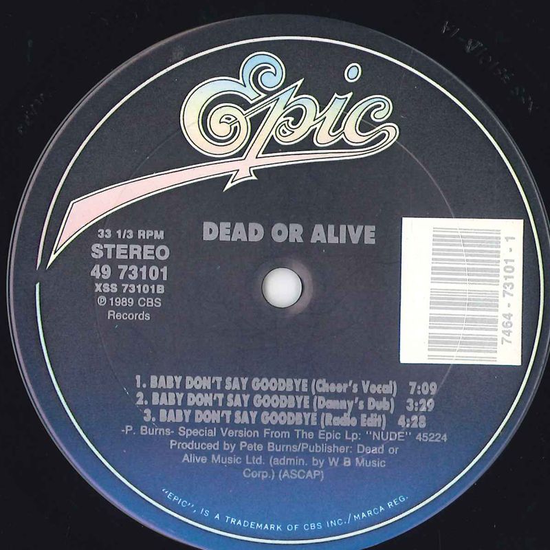 米12 Dead Or Alive Baby Don't Say Goodbye 4973101 EPIC /00250_画像1