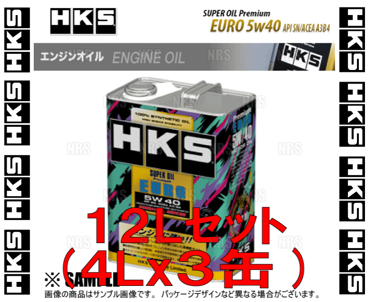 HKS エッチケーエス スーパーオイル プレミアム ユーロ 5W-40 (API SN/ACEA A3/B4) 12L (4L x 3本) (52001-AK120-3S_画像1