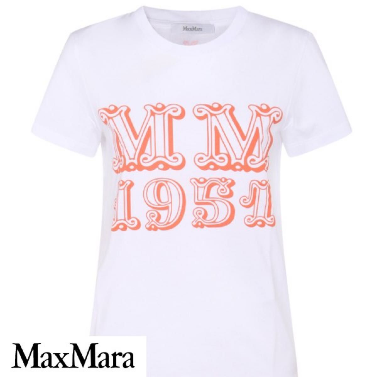 【58%オフ新品S】Max Mara 2023年ロゴ入りTシャツ（白）送料込み