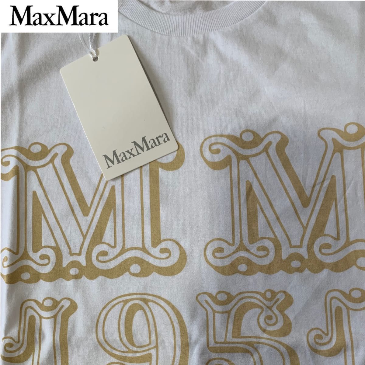 【60%OFF新品サイズXS】 Max Mara 2023年春夏ロゴ入りTシャツ（白）送料込み