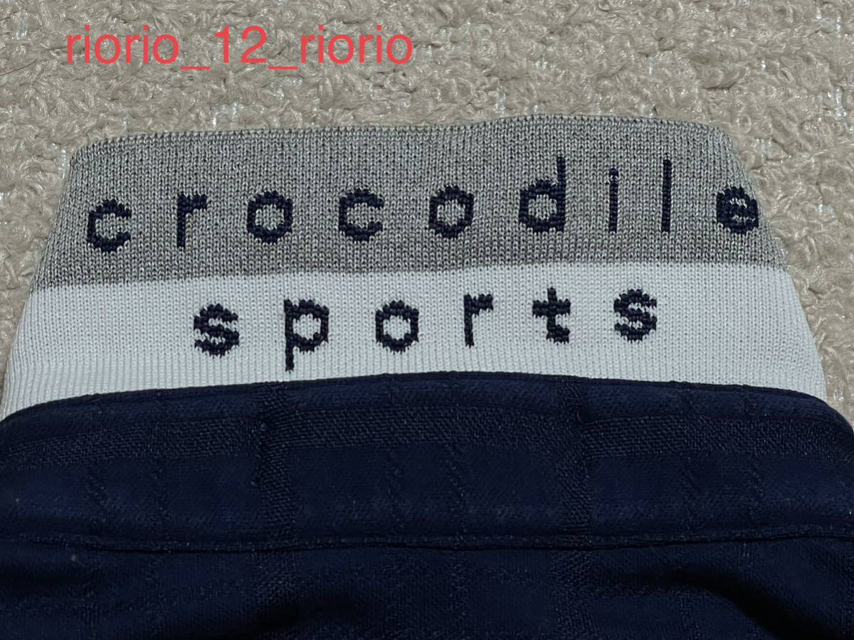 424 美品 Crocodile sports クロコダイルスポーツ ゴルフシャツ ポロシャツ ビッグロゴ 格子柄 sizeM 
