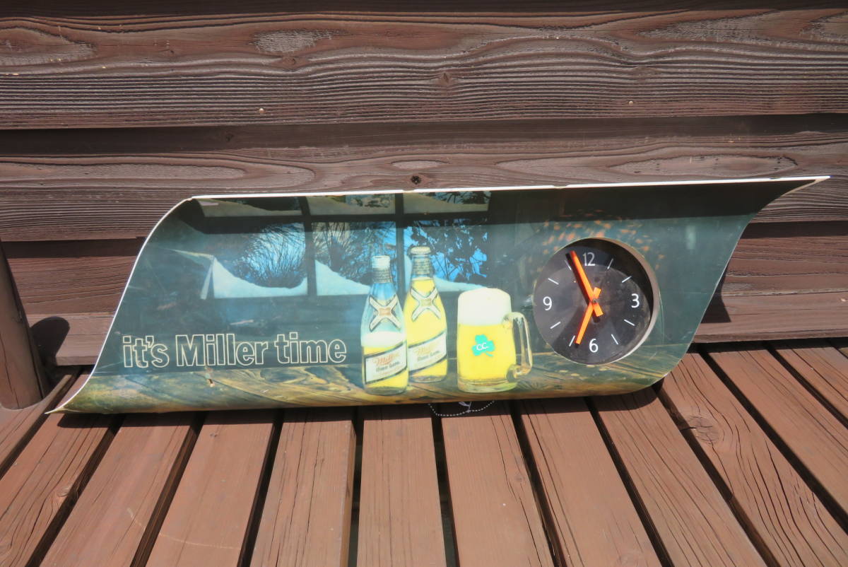 Miller time clock 電飾看板 時計 電飾 ヴィンテージ アメリカ 店舗 インテリア 看板 ガレージ USA USED（A-291）