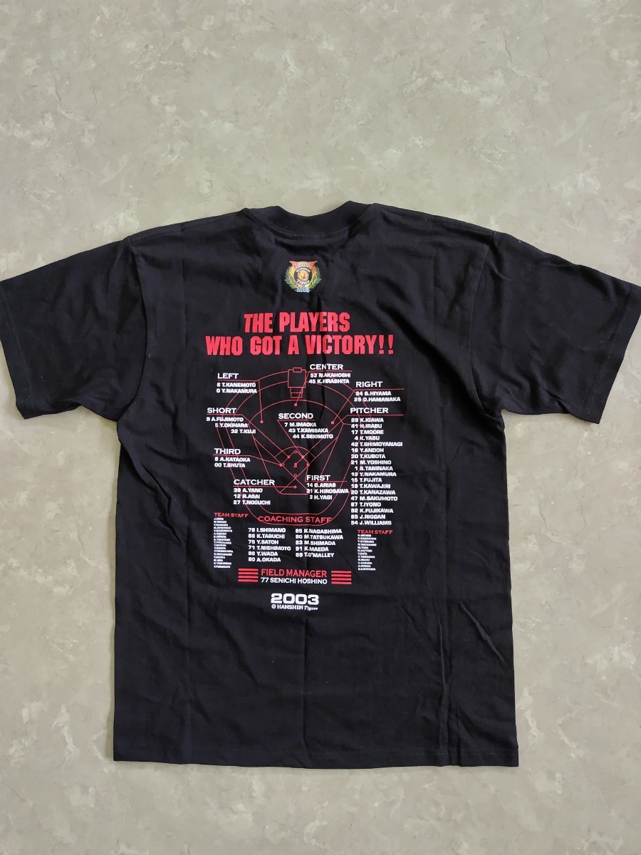 タグ付き未使用品 阪神タイガース 2003年 優勝 ビール掛けTシャツ 新品未使用 メンズ 半袖Tシャツ サイズM-L_画像6