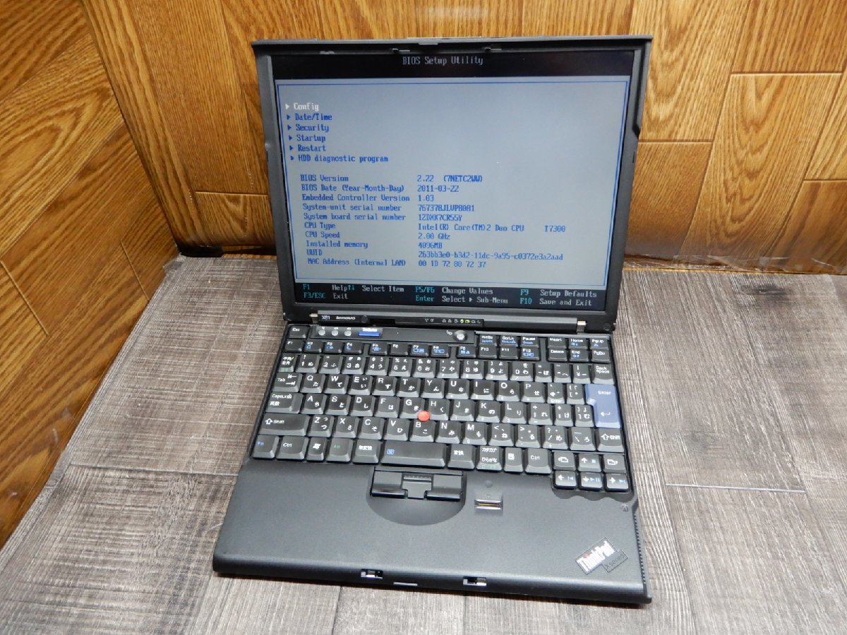 Ｈ498☆希少品★Core2-T7300★160GBハードディスク★メモリ4GB★12TFT液晶ノートパソコン★Lenovo★ThinkPad X61★ジャンク_画像1