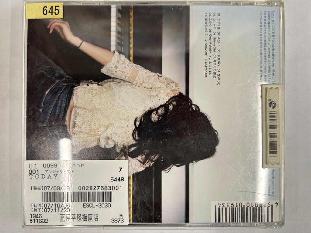 【送料無料】cd46721◆アンジェラ・アキ/TODAY（アルバム）/中古品【CD】_画像2
