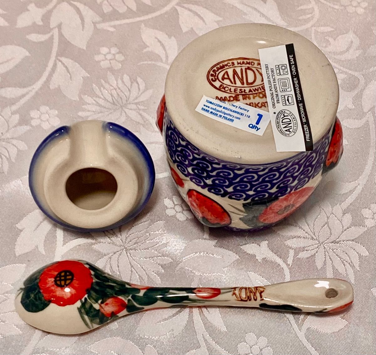 ポーリッシュポタリー ANDY いちご(ストロベリー) ジャムポット 容器
