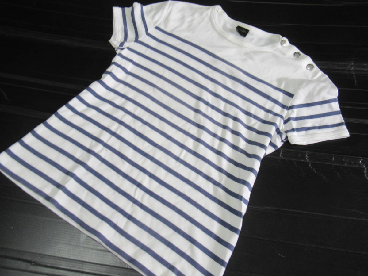 ヴィンテージ　日本製　ジャンポールゴルチェオム　マリンボーダー半袖カットソーTシャツ48_画像1