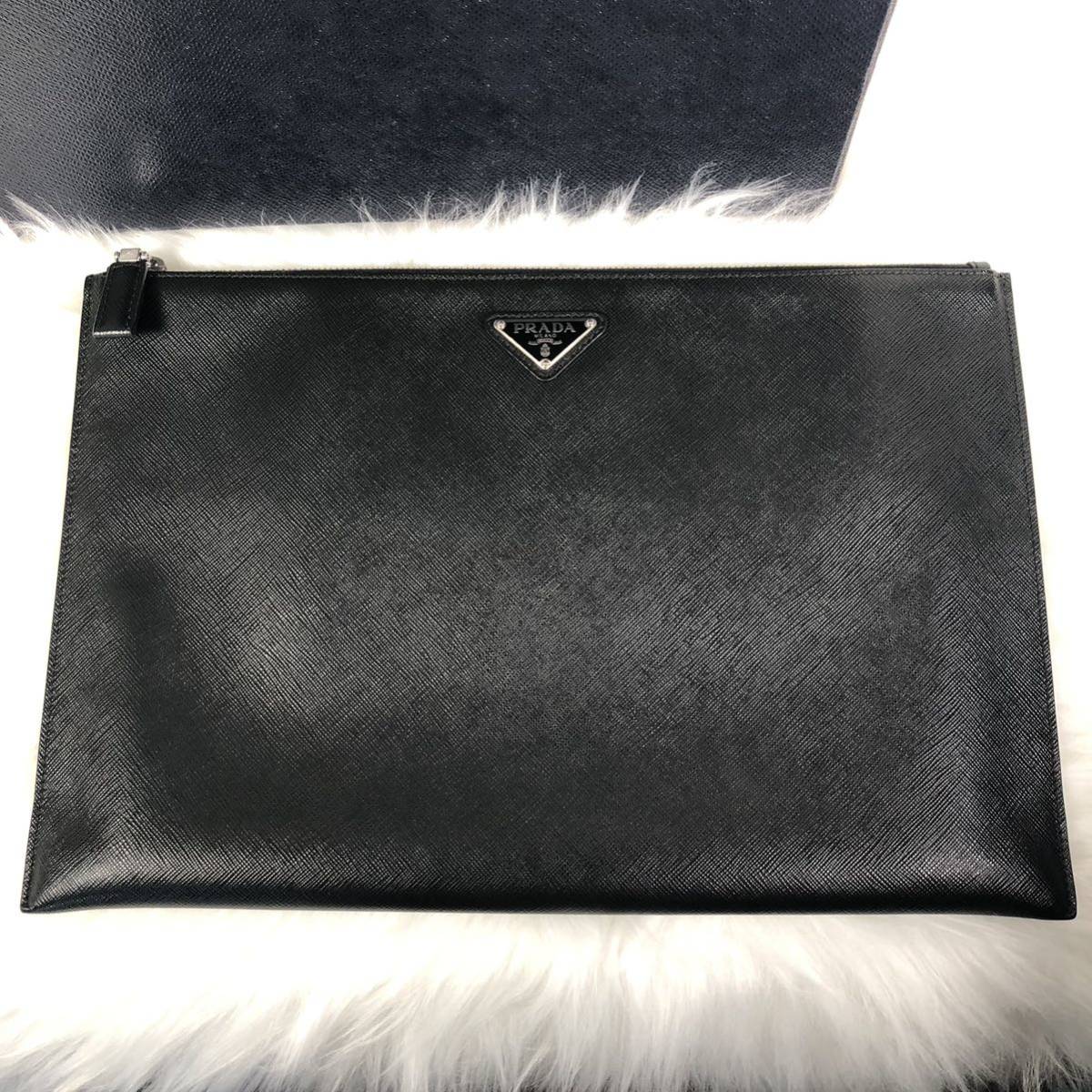 PRADA プラダ クラッチバッグ サフィアーノ 美品 完品 保証書付 メンズ