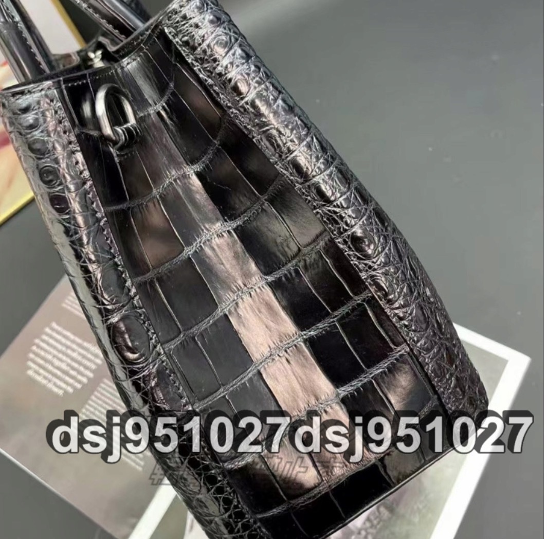 レディースバッグ ハンドバッグ 黒 クロコダイル 高級革バッグ 2WAY大