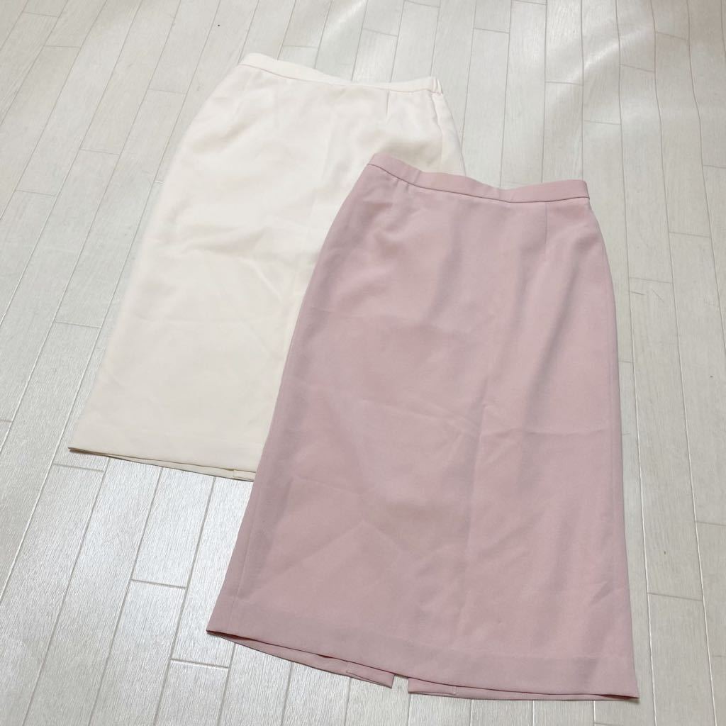 3547* MOGA Moga skirt 2 point set bottoms skirt knees height skirt business casual lady's 2 ivory pink 