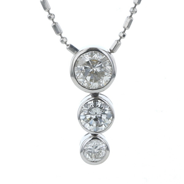 Pt900 Pt850 プラチナ ネックレス ダイヤモンド1.00ct 3連 ミックス