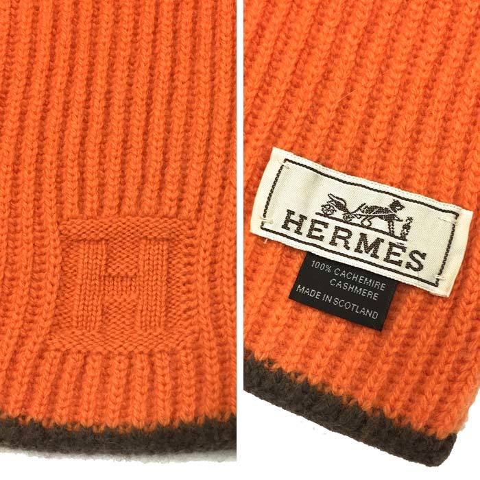 HERMES エルメス マフラー カシミヤ オレンジ レディース メンズ 男女