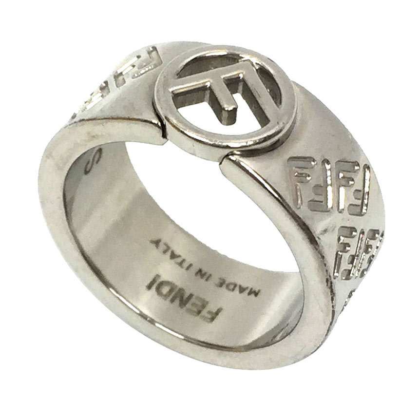FENDI フェンディ FF Fロゴ リング 指輪 F is FENDI アクセサリー メタル シルバー 美品  aq7924