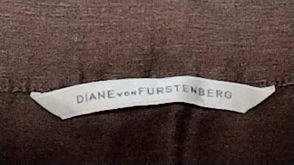 極美品★ダイアンフォンファステンバーグ★ワンピース★麻★ひざ丈★レースアップ★茶★リボン★DIANEvonFURSTENBERG★DVF★長袖★Aライン