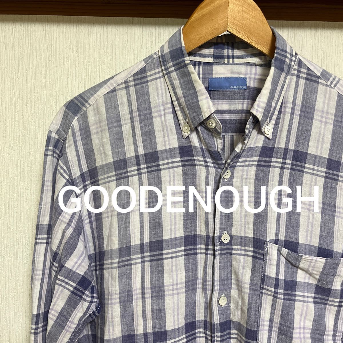 【名作】GOODENOUGH 背中ロゴ　初期　90s コットンチェック　シャツ