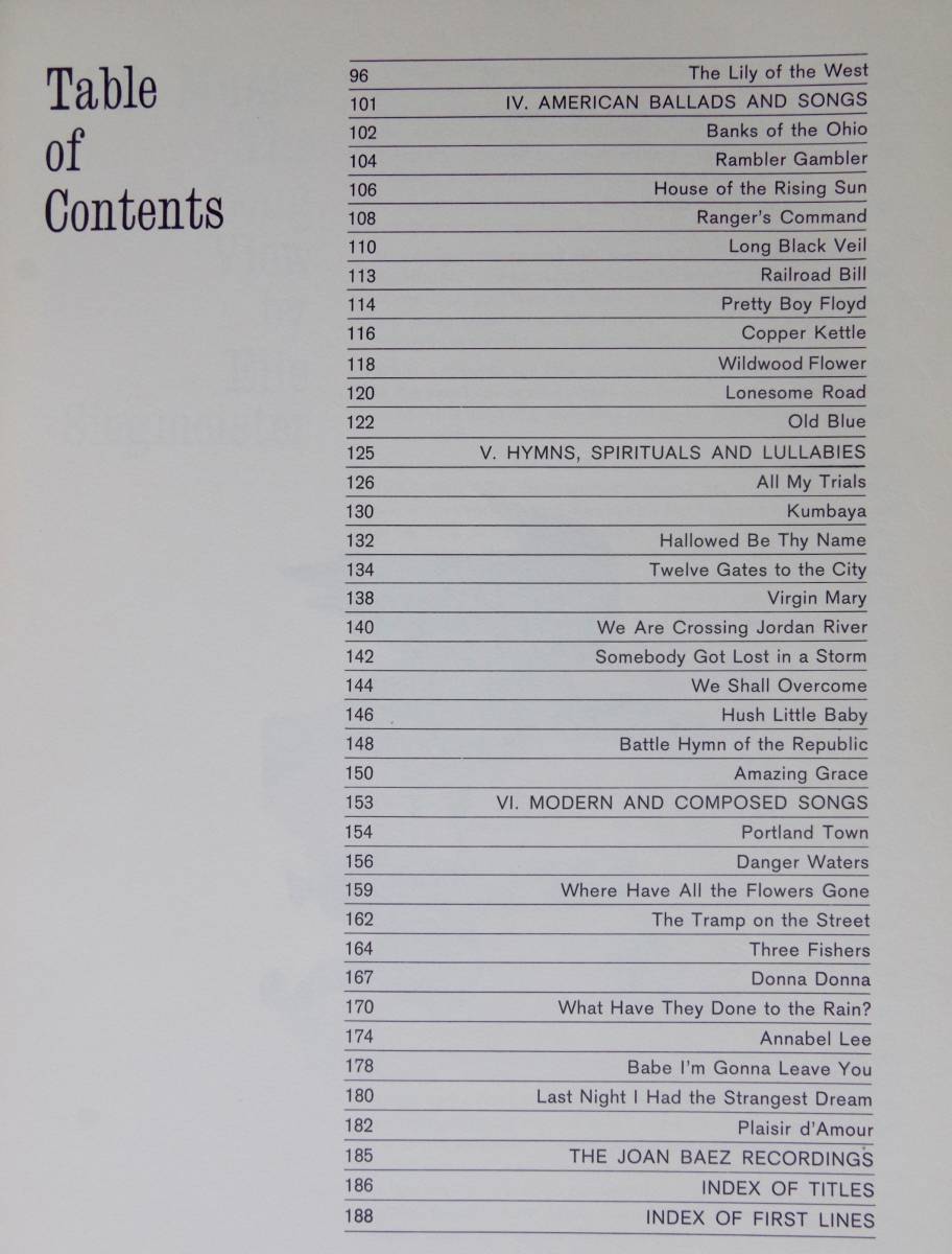 ジョーン・バエズ ソングブック JOAN BAEZ Songbook ギタースコア 180ページ 80曲 フォークソングの画像3